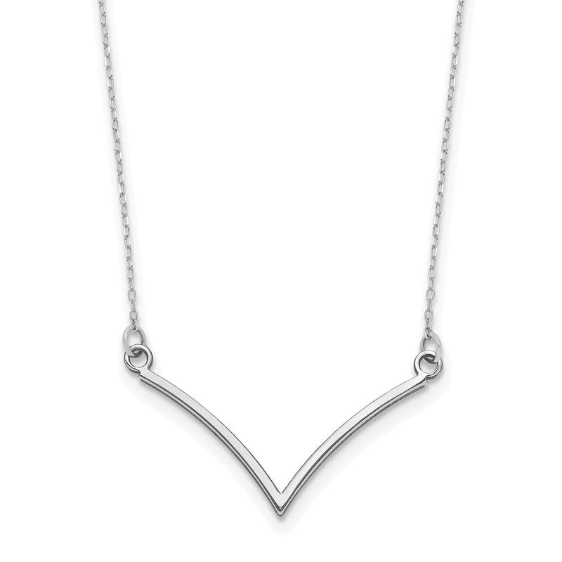14k White Gold Polished 18 inch V-Necklace