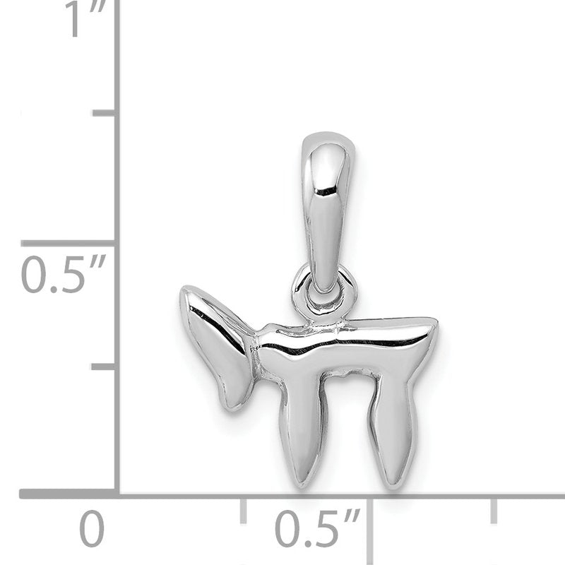 14k White Gold Polished Chai (Life) Pendant