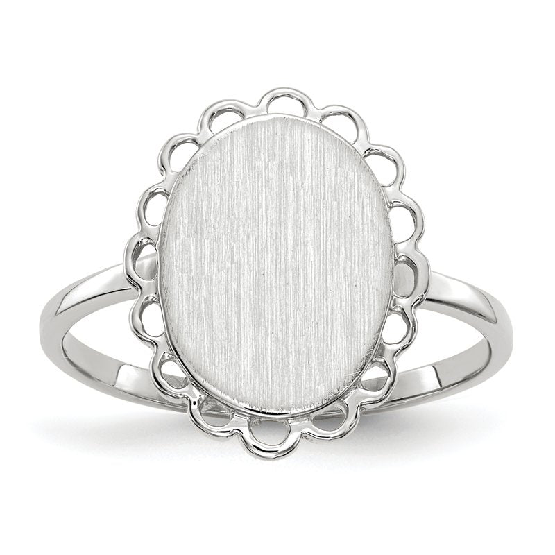 14k White Gold 9.0x11.5mm Open Back Signet Ring