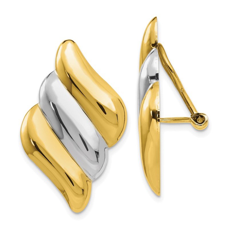 14k &amp; Rhodium Non-pierced Omega Back Earrings