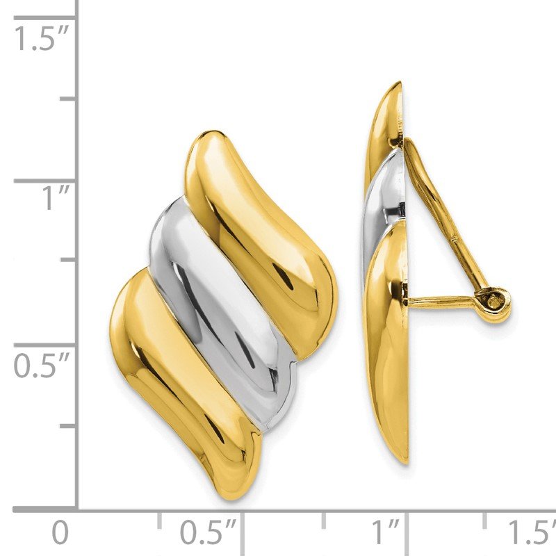 14k &amp; Rhodium Non-pierced Omega Back Earrings