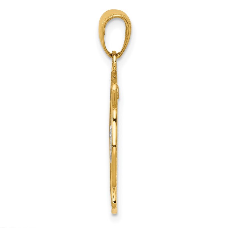 14k Two-tone Polished and Satin Solid Saint Florian Medal Pendant