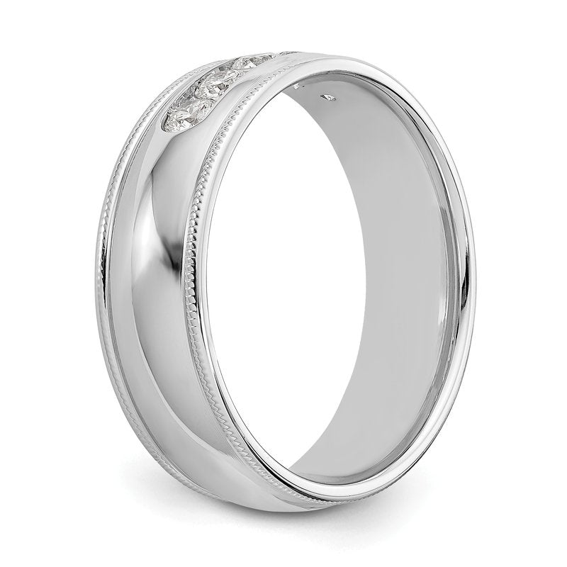 14K White Gold Men's 1/2 carat Lab Grown Diamond VS+ F+ Size 10.5 Complete Miligrain Band