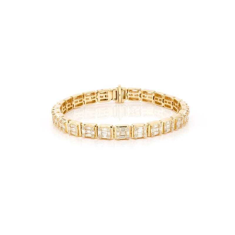 Baguette Square Link Bracelet 14K 9.75ctw