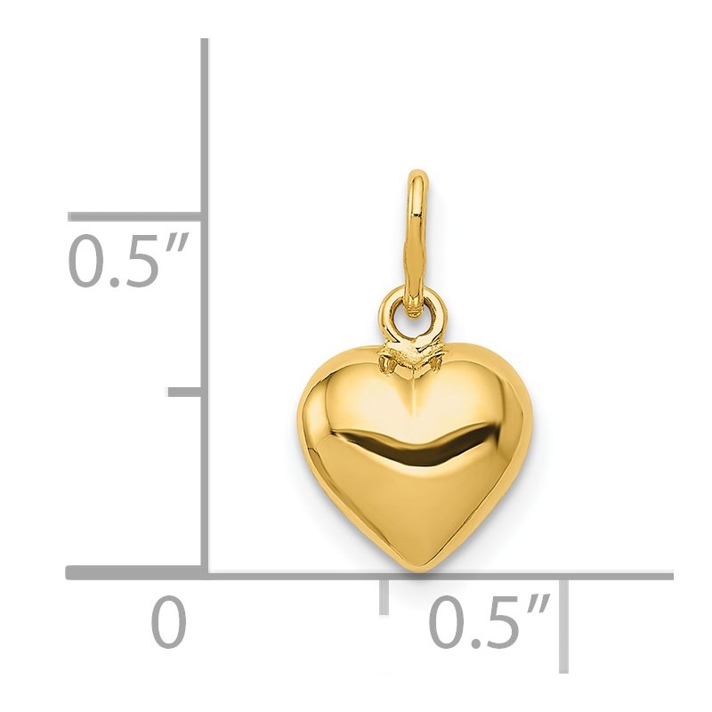 14K Polished 3-D Puffed Heart Charm
