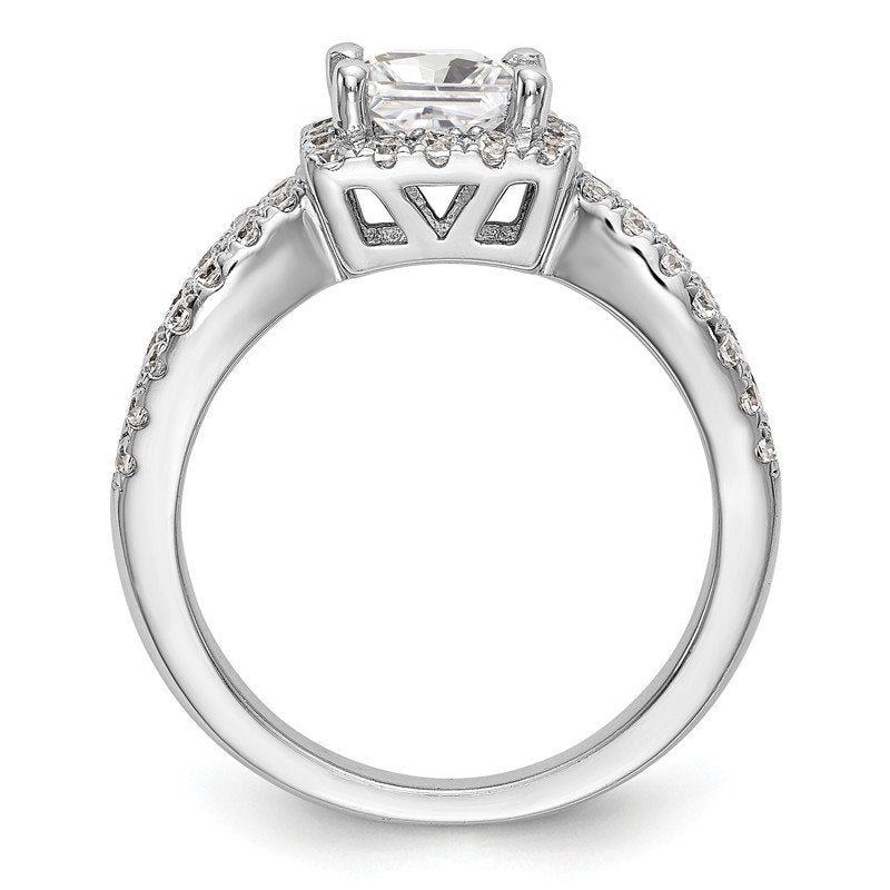 14K White Gold 3/4 carat Lab Grown Diamond VS/SI  D E F  Semi Mount Princess Halo Engagement Ring