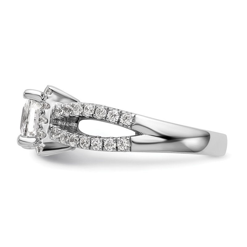 14K White Gold 3/4 carat Lab Grown Diamond VS/SI  D E F  Semi Mount Princess Halo Engagement Ring