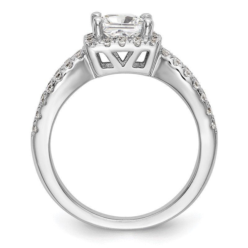 14K White Gold 3/4 carat Lab Grown Diamond VS/SI  D E F  Semi Mount Princess Halo Engagement Ring