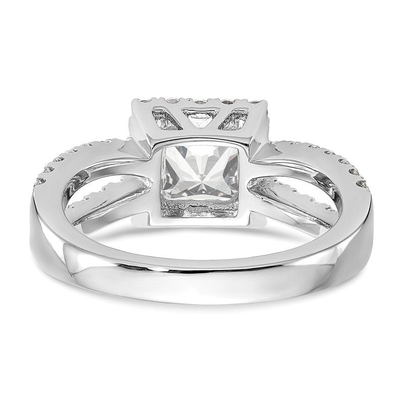 14K White Gold 3/4 carat Lab Grown Diamond VS/SI  D E F  Semi Mount Princess Halo Engagement Ring