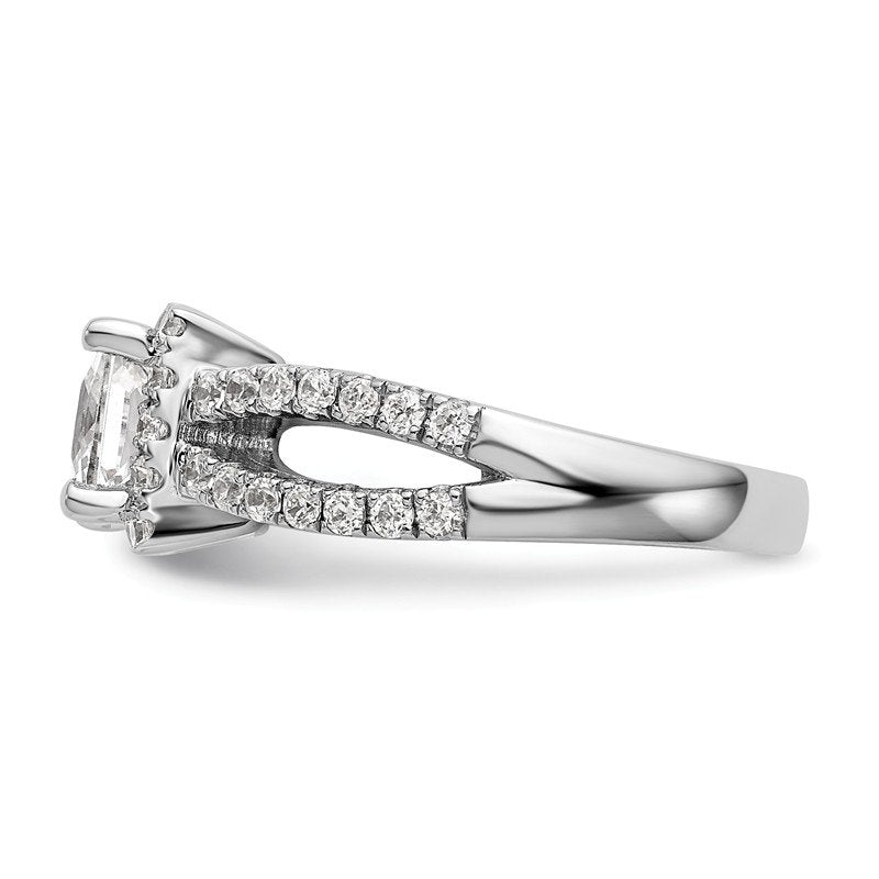 14K White Gold 3/4 carat Lab Grown Diamond VS/SI  D E F  Semi Mount Princess Halo Engagement Ring