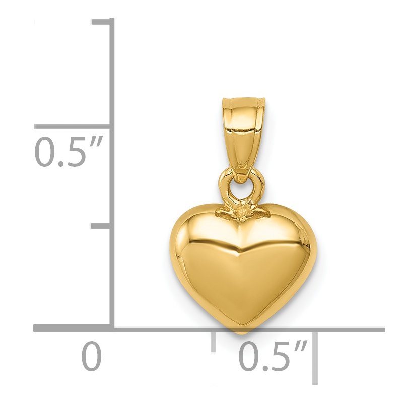 14K Polished Concave Back Heart Pendant
