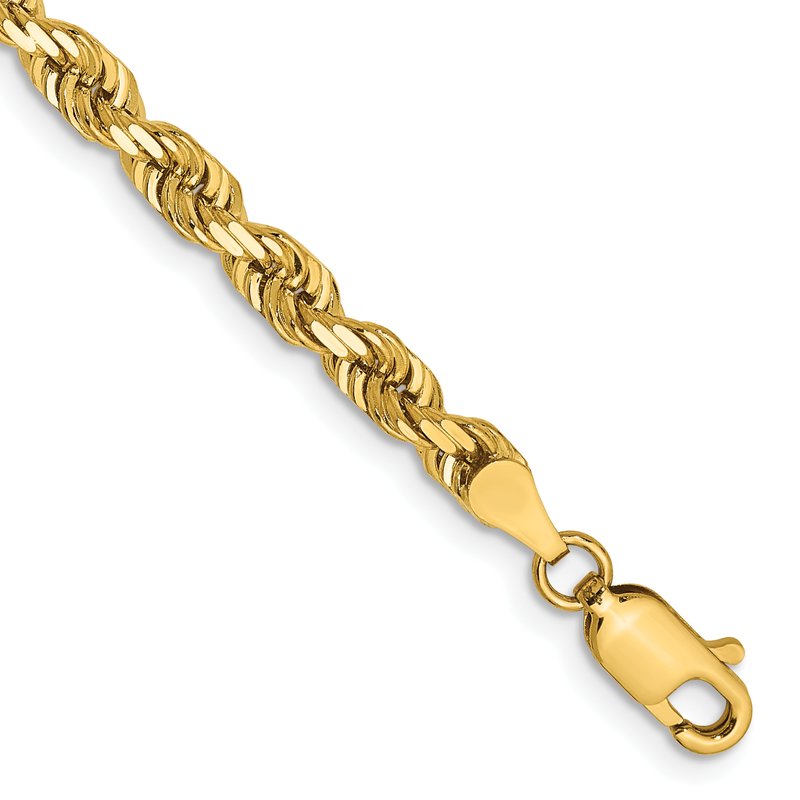 14K 26 Inch 4mm Diamond-cut Quadruple Rope Lobster Clasp Chain
