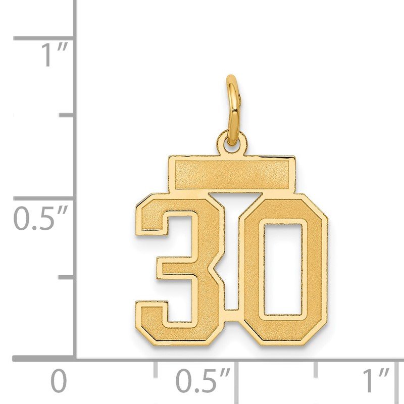 14k Small Satin Number 30 Charm