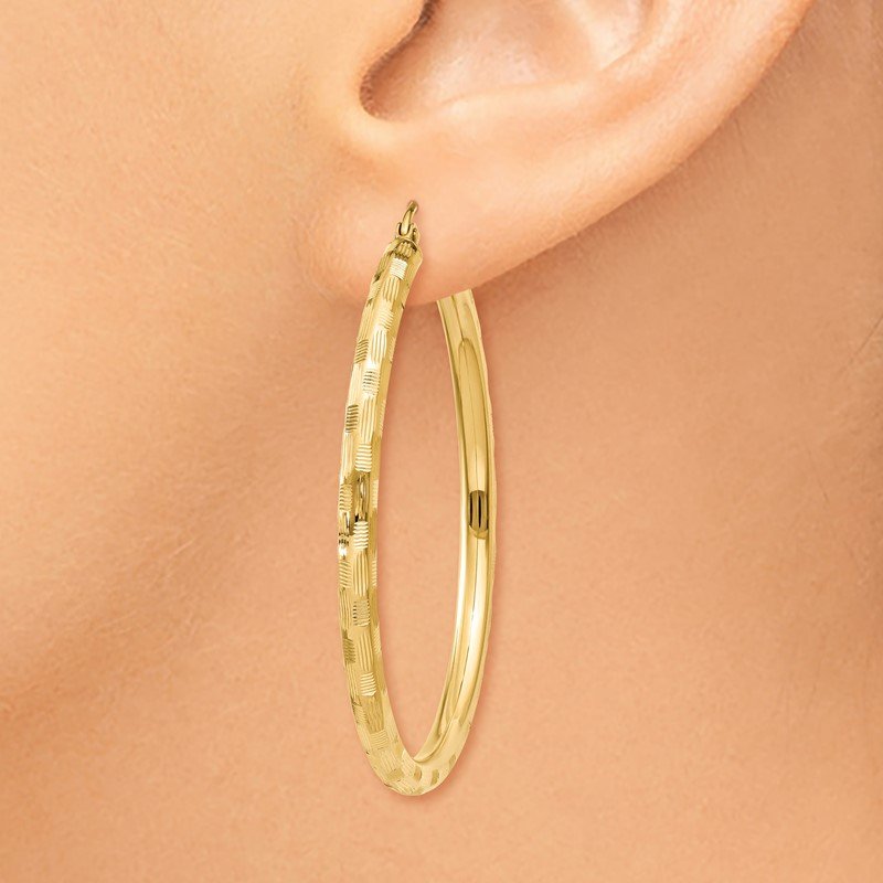 14k Diamond-cut Hoop Earrings