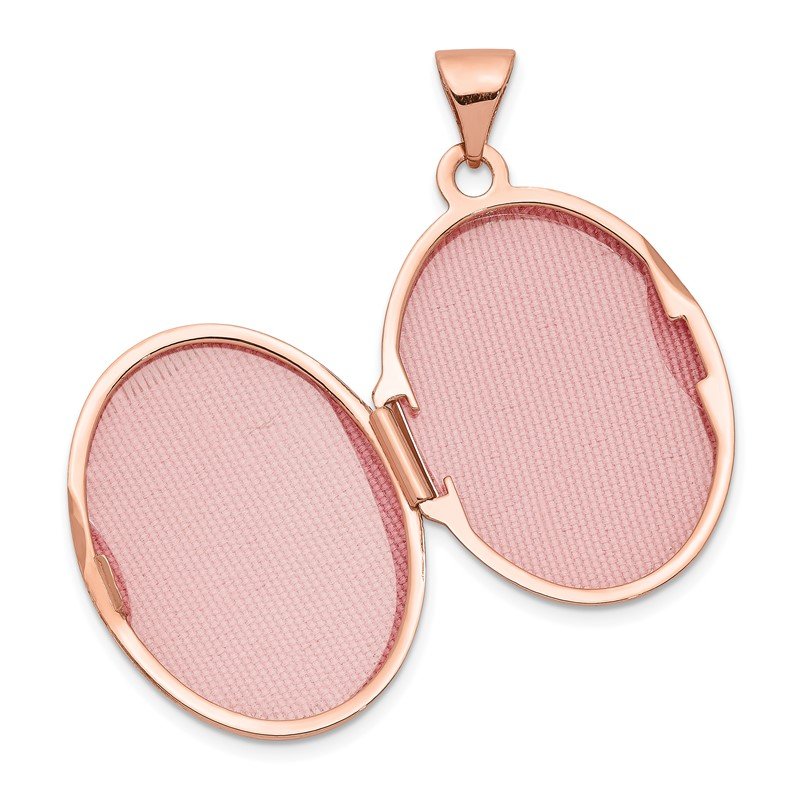 14k Rose Gold Polished Plain 21mm Oval Locket