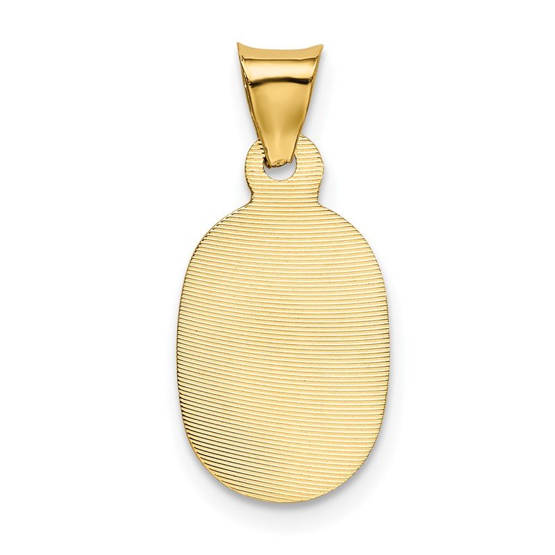 14K with Rose and White Rhodium Diamond-cut Corpus Oval Pendant