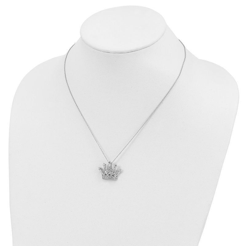 Sterling Silver Rhodium-plated Brilliant-cut CZ Crown 18 Inch Necklace