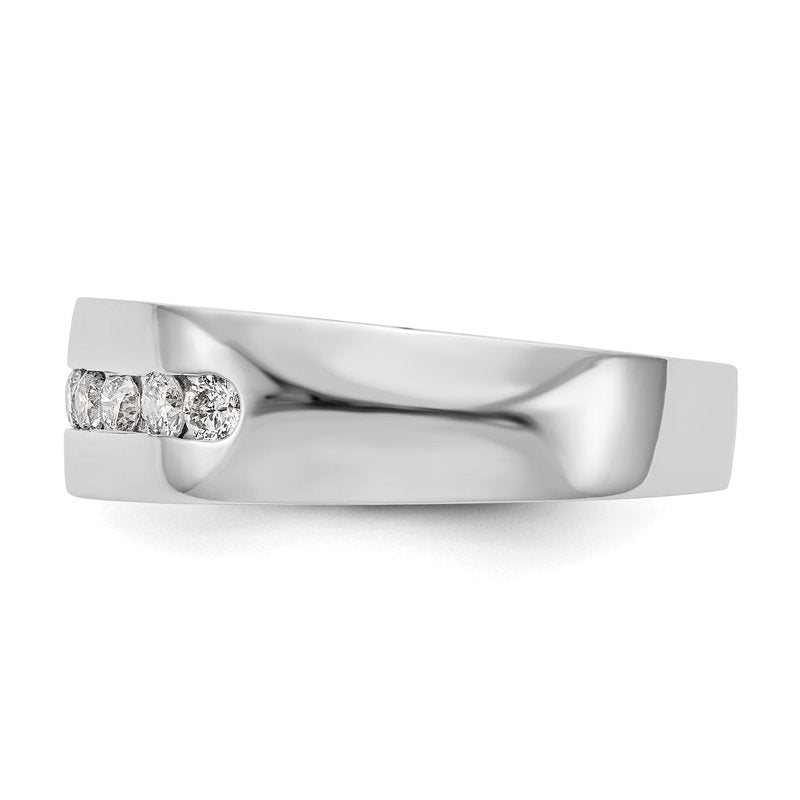 14K White Gold Men's 1/3 carat Lab Grown Diamond VS+ F+ Complete Channel Band
