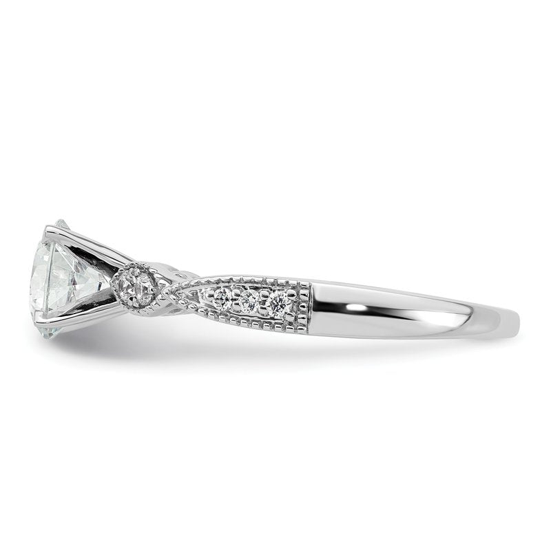 14K White Gold 1/6 carat Lab Grown Diamond VS+ F+ Semi-Mount Round Engagement Ring