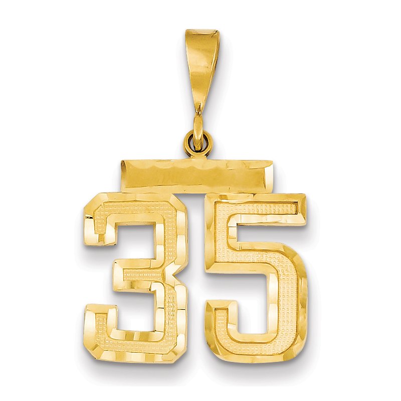 14k Medium Diamond-cut Number 35 Charm