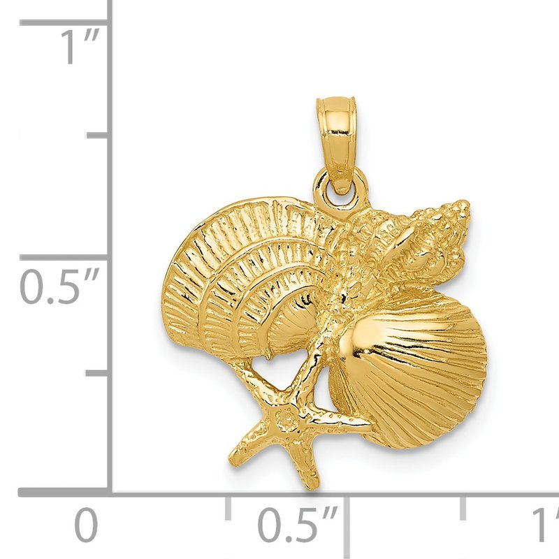 14k Four Shell Cluster Pendant