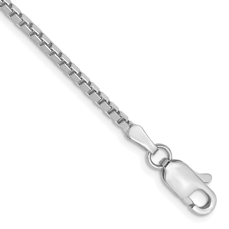 14K White Gold 26 inch 1.9mm Box with Lobster Clasp Chain