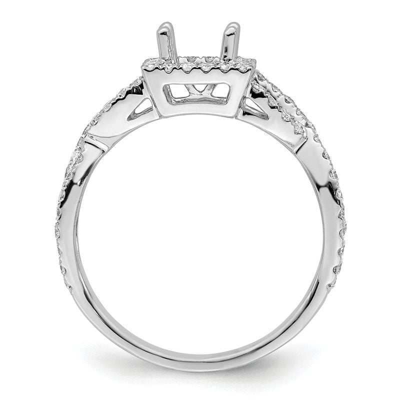 14K White Gold 1/2 carat Lab Grown Diamond VS/SI  D E F  Semi Mount Princess Halo Engagement Ring