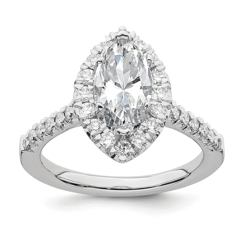 14K White Gold 1/3 carat Lab Grown Diamond VS+ F+ Semi-Mount Marquise Halo Engagement Ring