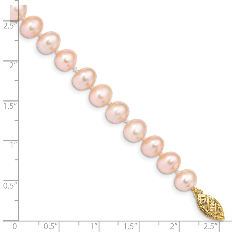 14k 7-8mm Pink Near-Round Freshwater Cultured Pearl 16 inch Necklace