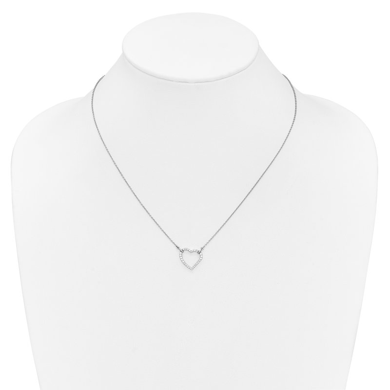 14k Rose Gold Polished 1/5 carat Diamond Heart 18 inch Necklace