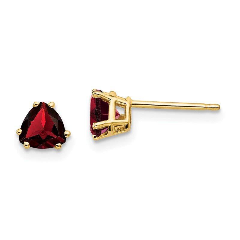 14k 5mm Trillion Garnet Post Earrings