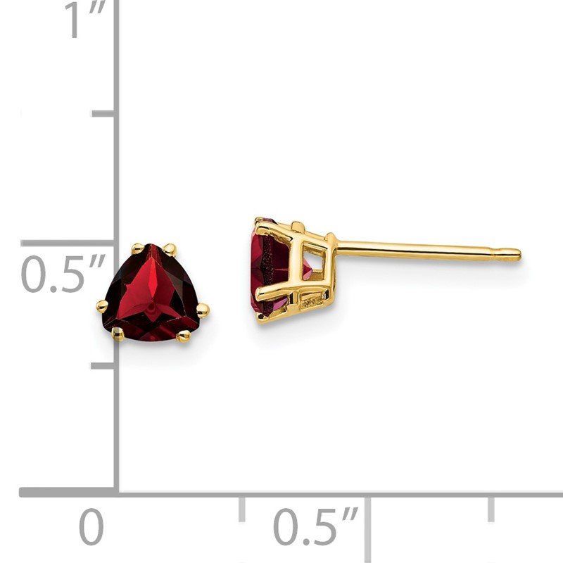 14k 5mm Trillion Garnet Post Earrings