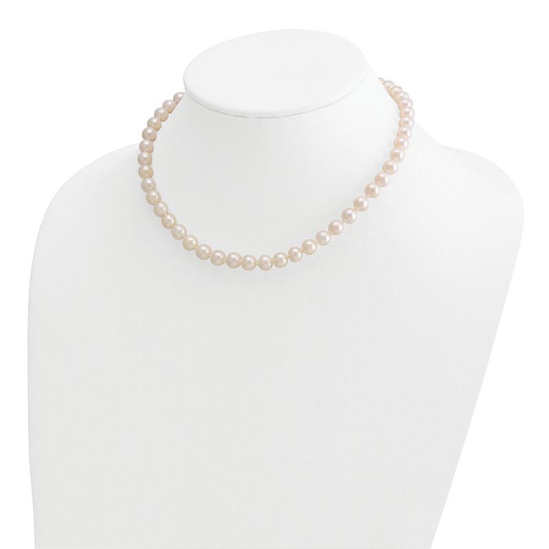 14k 7-8mm White Round Akoya Saltwater Cultured Pearl 16 inch Necklace