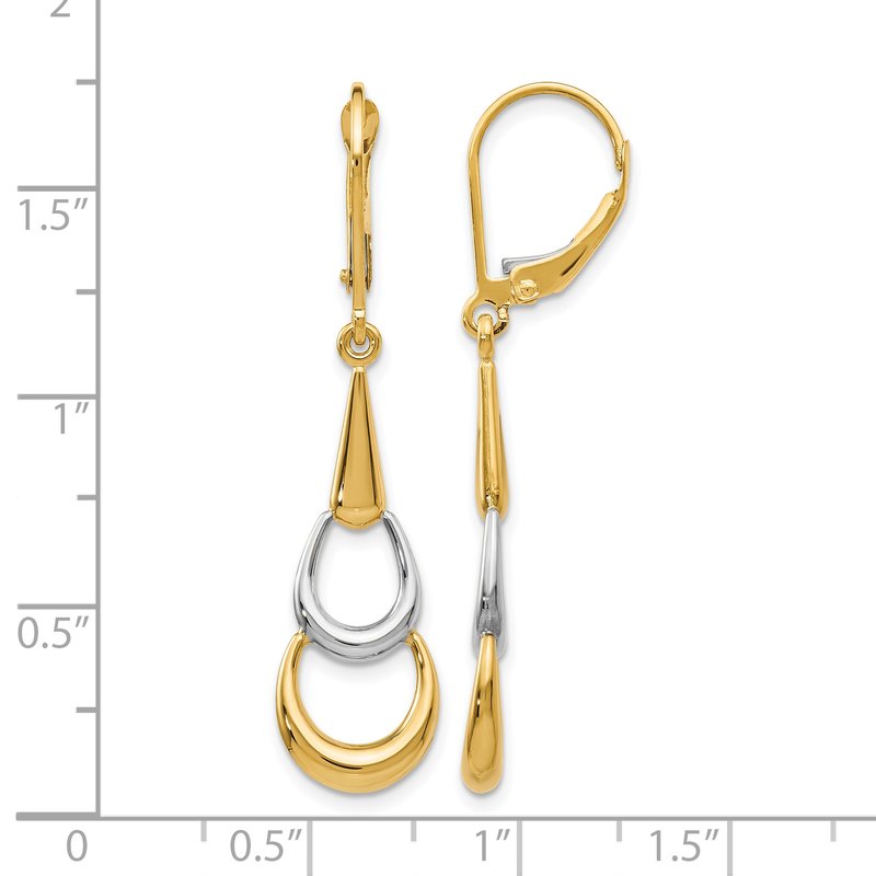 14K Two-tone Polished Leverback Earrings