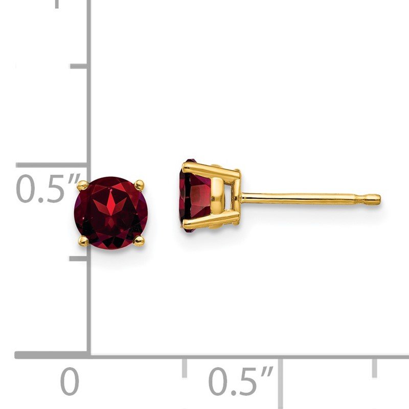 14k 5mm Round Garnet Post Earrings