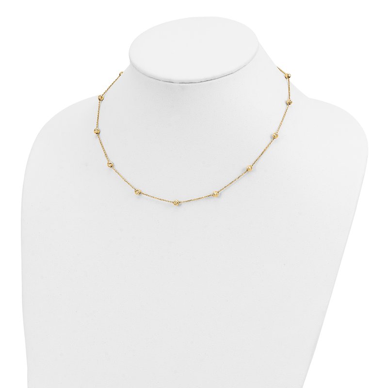 14K Diamond-cut Beads 17 inch Station Necklace