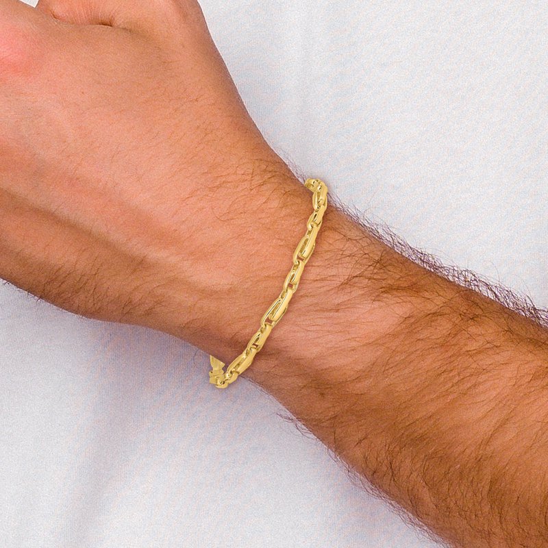 14K 18 inch 5mm Hand Polished Fancy Link with Fancy Lobster Clasp Chain