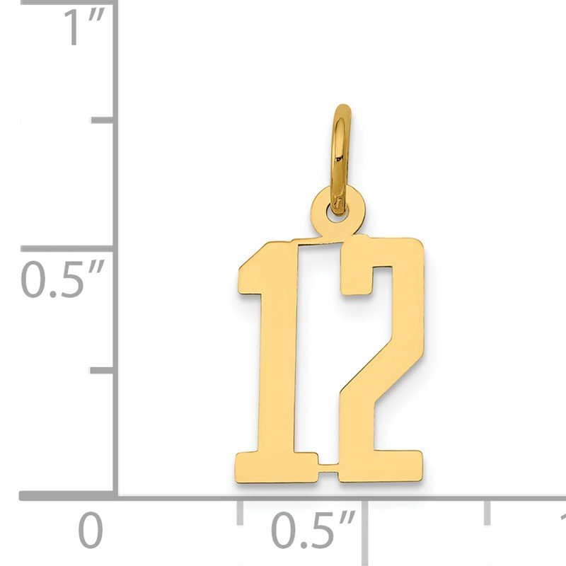 14k Small Elongated Number 12 Charm