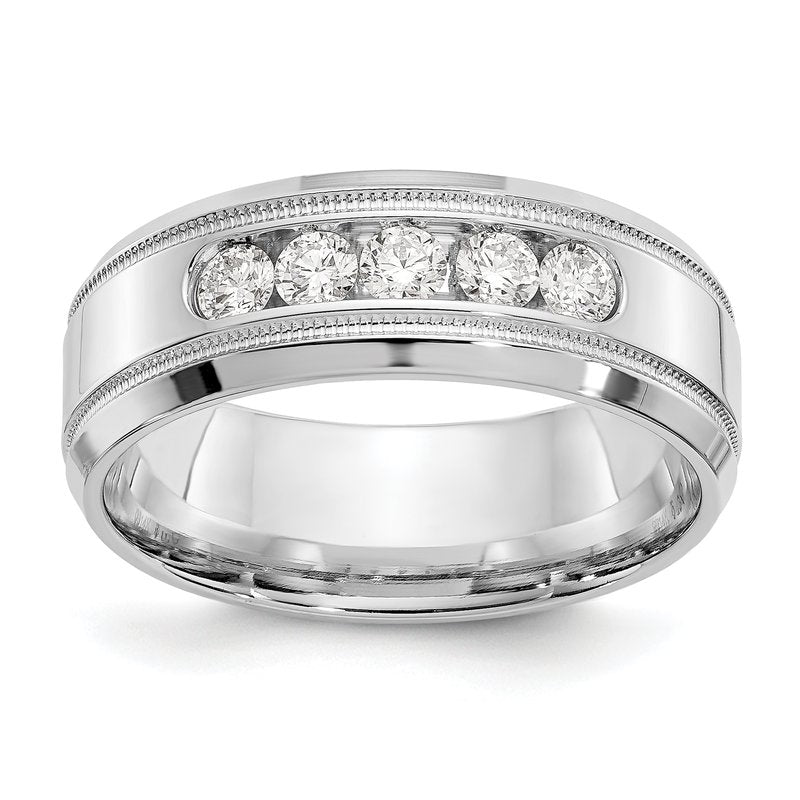 14K White Gold 1/2 carat Lab Grown Diamond VS+ F+ Size 10 Complete Bevel Miligrain Band