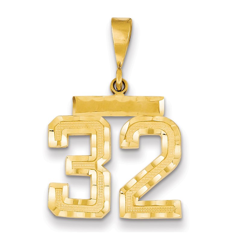 14k Medium Diamond-cut Number 32 Charm