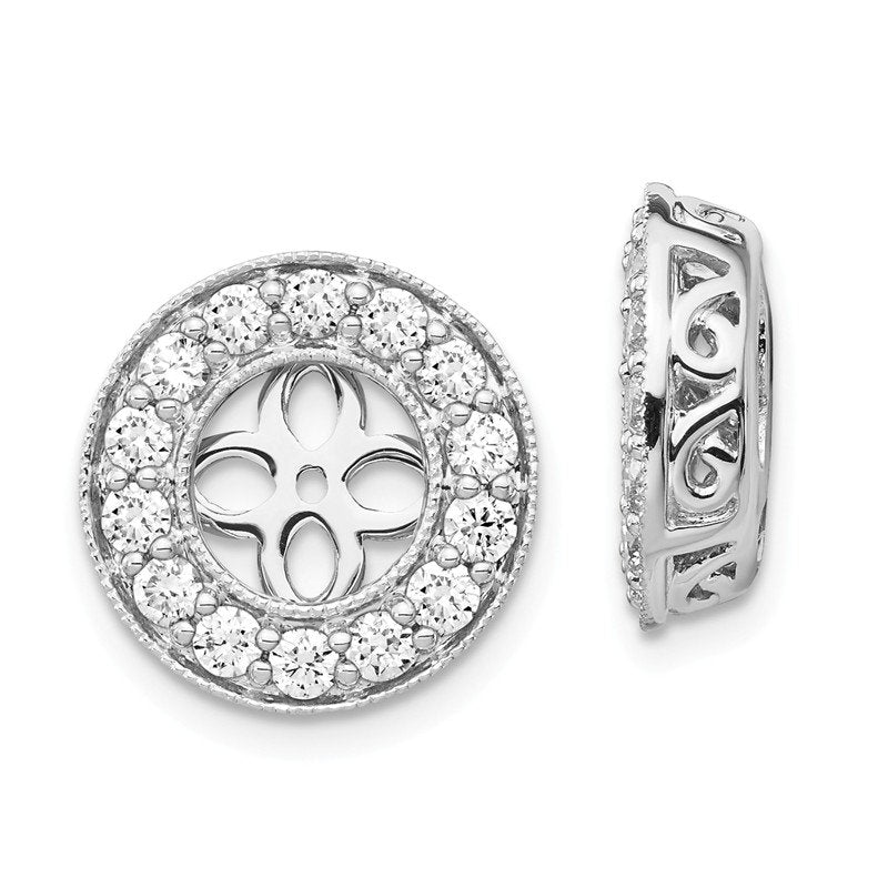 14K White Gold 1 carat Lab Grown Diamond VS+ F+ for 6-6.5mm Studs Complete Earring Jackets