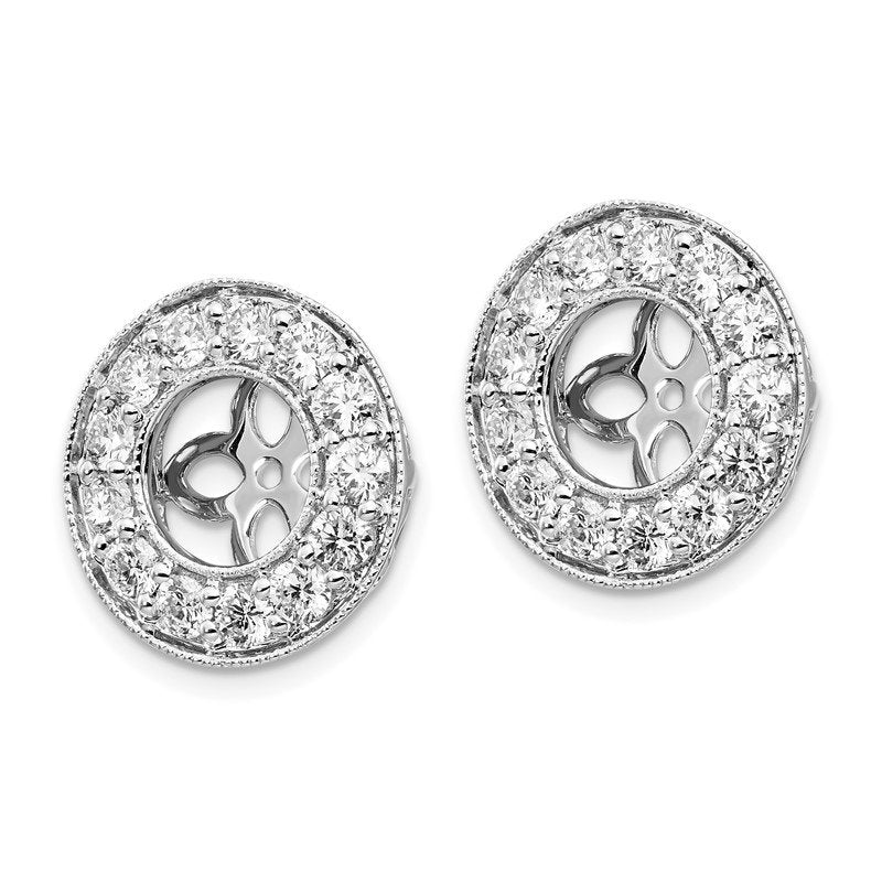 14K White Gold 1 carat Lab Grown Diamond VS+ F+ for 6-6.5mm Studs Complete Earring Jackets
