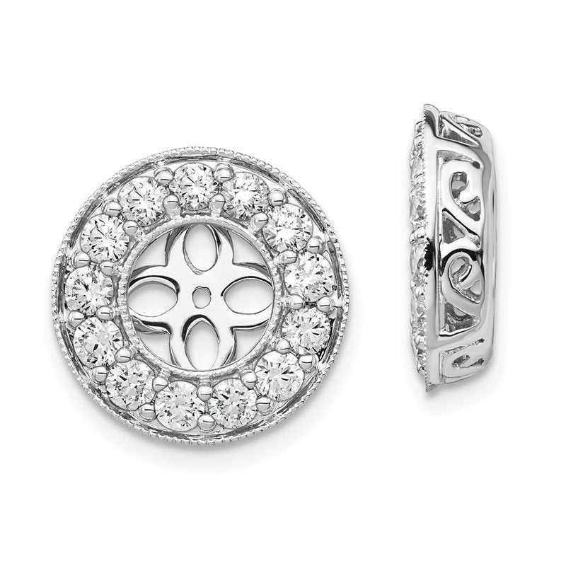 14K White Gold 1 carat Lab Grown Diamond VS+ F+ for 6-6.5mm Studs Complete Earring Jackets