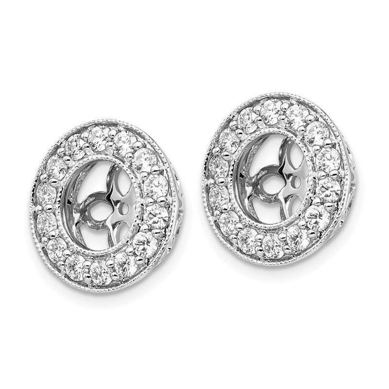14K White Gold 1 carat Lab Grown Diamond VS+ F+ for 6-6.5mm Studs Complete Earring Jackets