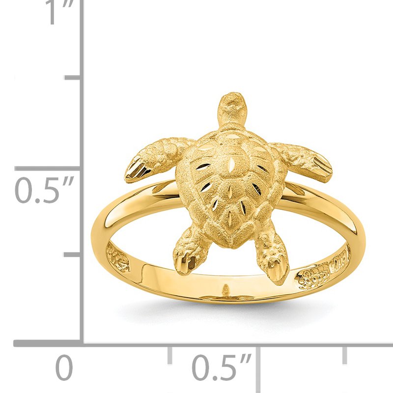 14K Brushed &amp; Polished D/C Turtle Ring