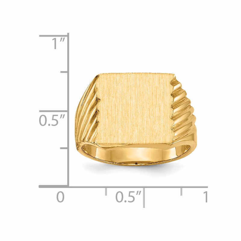 14k 13.0x13.0mm Closed Back Mens Signet Ring