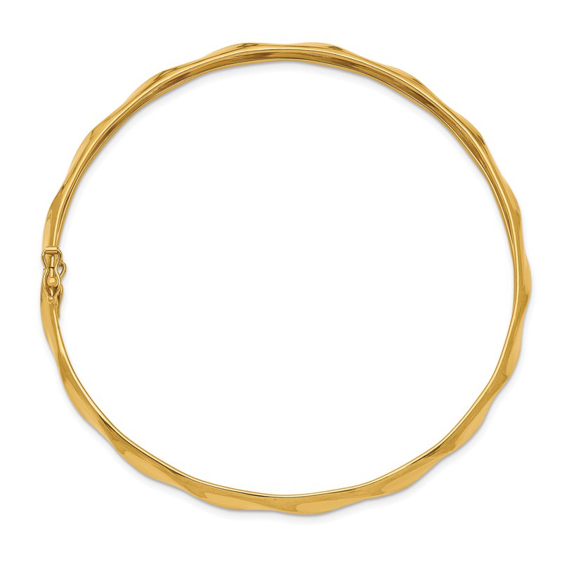14k Polished Twisted 5.00mm Flexible Round Bangle Bracelet