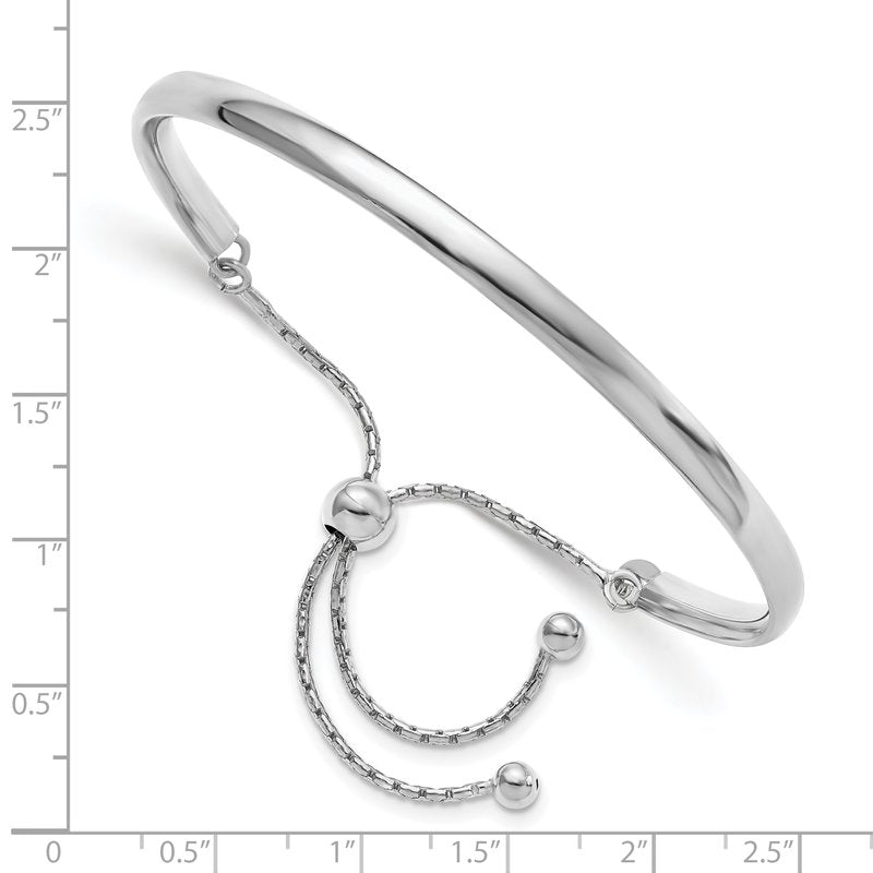 Sterling Silver RH-plated Polished Adjustable Bangle
