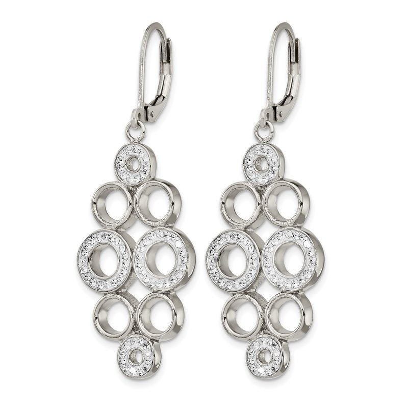 Stainless Steel Polished with Preciosa Crystal Circles Dangle Leverback Earrings