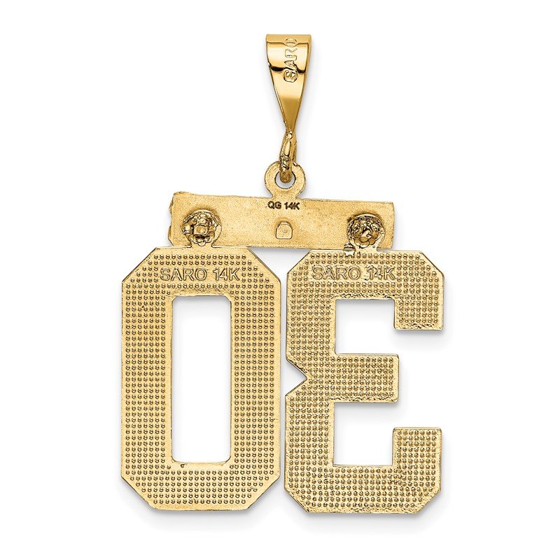 14k Large Brushed Diamond-cut Number 30 Charm
